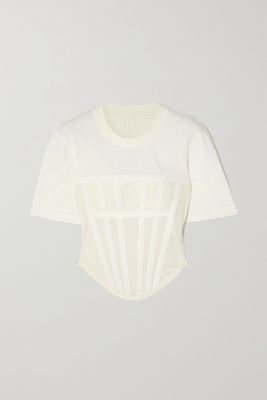 Dion Lee - Paneled Ribbed Cotton-jersey T-shirt - Ivory