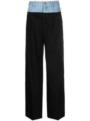 Dion Lee panelled straight-leg wool trousers - Black