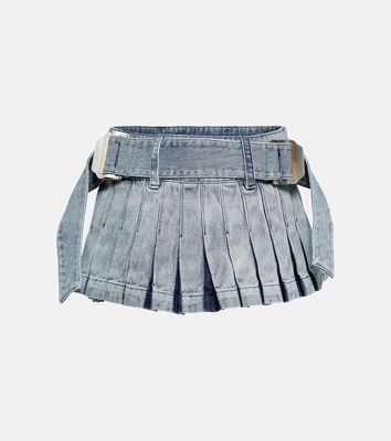 Dion Lee Pleated denim miniskirt