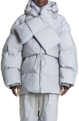 Dion Lee Reflective Convertible Puffer Jacket in Grey Reflective