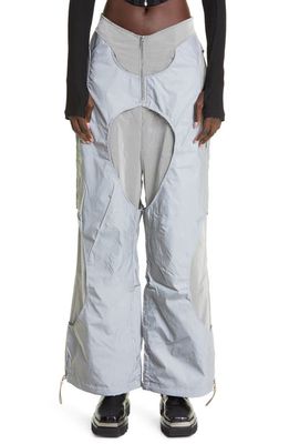 Dion Lee Reflective Overlay Parachute Pants in Grey Reflective