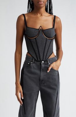 Dion Lee Reflective Wire Knit Corset Top in Asphalt/Black Reflective
