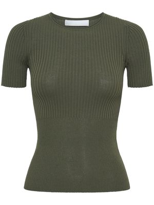 Dion Lee ribbed-knit cotton-blend T-shirt - MILITARY GREEN