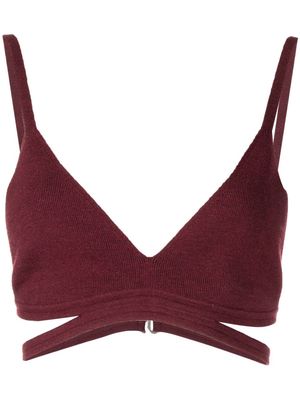 Dion Lee ribbed-knit e-hook bra - Red