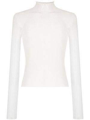 Dion Lee ribbed-knit sheer top - White