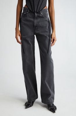 Dion Lee Slouchy Darted Low Rise Wide Leg Jeans in Washed Black