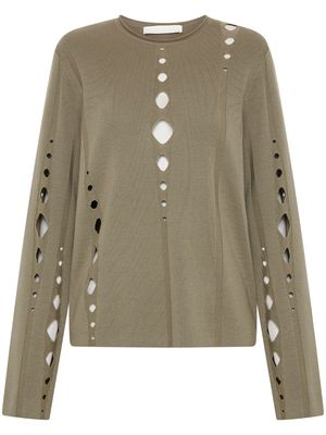 Dion Lee Snake Diamond cut-out jumper - Green