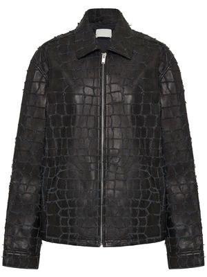 Dion Lee Snake Etched leather jacket - Black