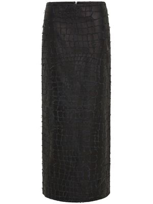 Dion Lee Snake Etched leather maxi skirt - Black