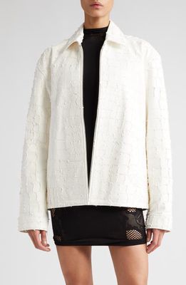 Dion Lee Snakeskin Etched Lambskin Leather Jacket in Ivory