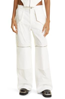 Dion Lee Straight Leg Organic Cotton Blend Workwear Pants in Ivory
