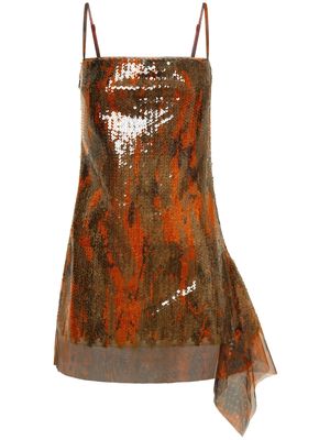 Dion Lee Vertical Horizon sequin-embellished mini dress - Brown