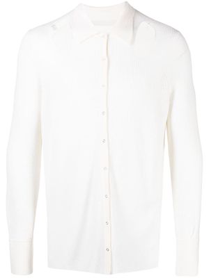 Dion Lee wool-blend rib pointelle shirt - White