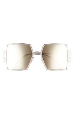 Dior 30Montaigne 57mm Mirrored Square Sunglasses in Shiny Palladium /Smoke Mirror