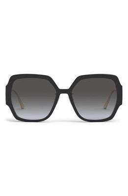 DIOR 30Montaigne S6U 58MM Square Sunglasses in Shiny Black /Gradient Smoke