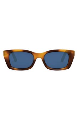 DIOR 52mm Rectangular Sunglasses in Blonde Havana /Blue
