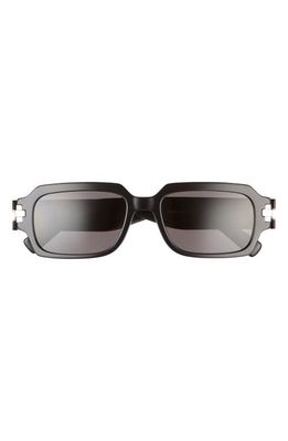 DIOR 54mm Rectangular Sunglasses in Shiny Black /Smoke