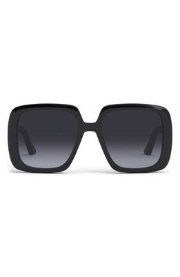 DIOR 55mm Gradient Square Sunglasses in Shiny Black /Smoke