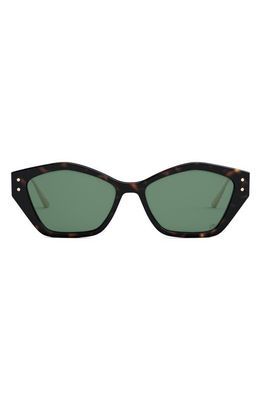 DIOR 56mm Cat Eye Sunglasses in Dark Havana /Green