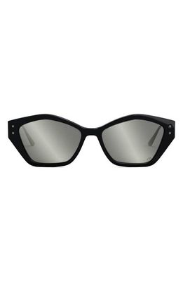DIOR 56mm Cat Eye Sunglasses in Shiny Black /Smoke Mirror