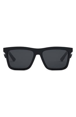 DIOR 56mm Rectangular Sunglasses in Shiny Black /Smoke