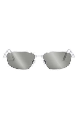 DIOR 90 57mm Folding Mirrored Aviator Sunglasses in Shiny Palladium /Smoke Mirror