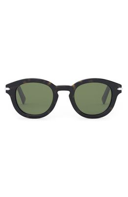 DIOR Blacksuit 48mm Round Sunglasses in Dark Havana /Green