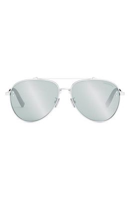 DIOR CD Diamond A1U 59mm Pilot Sunglasses in Shiny Palladium /Blu Mirror