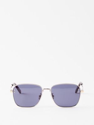 Dior - Cd Diamond Aviator Metal Sunglasses - Mens - Silver Blue