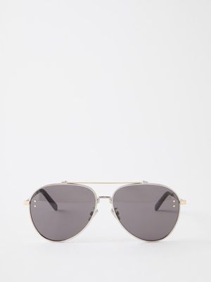Dior - Cd Diamond Aviator Metal Sunglasses - Mens - Silver Multi