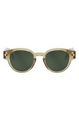 DIOR CD Diamond R2I 48mm Small Round Sunglasses in Shiny Beige /Green