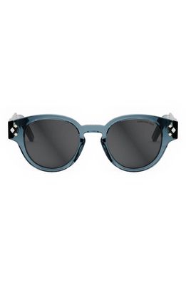 DIOR CD Diamond R2I 48mm Small Round Sunglasses in Shiny Blue /Smoke