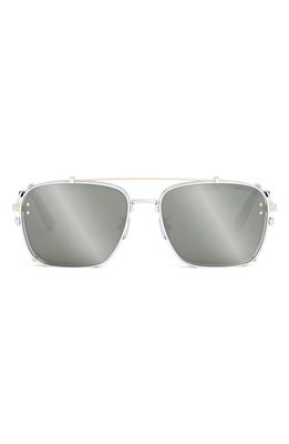 DIOR CD Diamond S4U 55mm Square Sunglasses in Shiny Palladium /Smoke Mirror