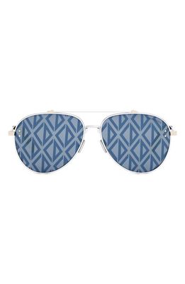 DIOR CD Diamond S4U 59mm Pilot Sunglasses in Shiny Palladium /Blue