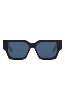 DIOR CD SU 56mm Square Sunglasses in Shiny Black /Blue