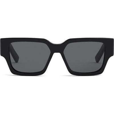 DIOR CD SU 56mm Square Sunglasses in Shiny Black /Smoke at Nordstrom