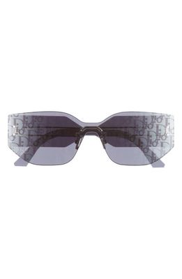 DIOR Club M6U 142mm Rectangular Shield Sunglasses in Shiny Palladium /Smoke Mirror