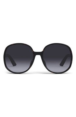 DIOR DDoll R1F Oversize 62mm Round Sunglasses in Dark Havana /Gradient Smoke