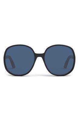 DIOR Ddoll R1U 62mm Square Sunglasses in Shiny Black /Blue