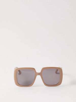 Dior - Diorbobby S2u Oversized Square Acetate Sunglasses - Womens - Beige