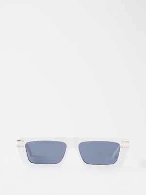 Dior - Diorsignature S2u Rectangular Acetate Sunglasses - Womens - White Blue