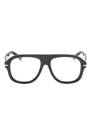 Dior Eyewear logo-debossed angular-frame glasses - Black