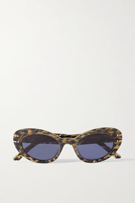 DIOR Eyewear - Signature Tortoiseshell Acetate And Gold-tone Cat-eye Sunglasses - Blue