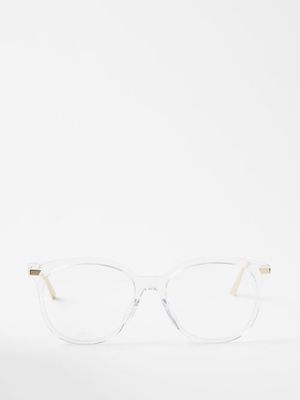 Dior - Gemdior Round Acetate Glasses - Womens - Clear Gold