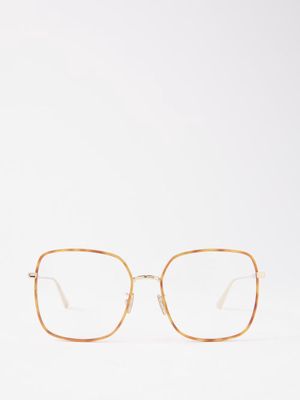 Dior - Gemdioro Oversized Square Metal Glasses - Womens - Gold Multi