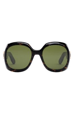 DIOR Lady 95.22 R2I 58mm Round Sunglasses in Dark Havana /Green