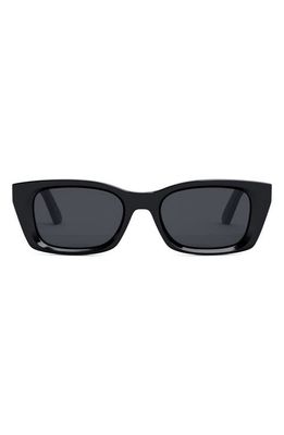 DIOR midnight S3I 52mm Rectangular Sunglasses in Shiny Black /Smoke