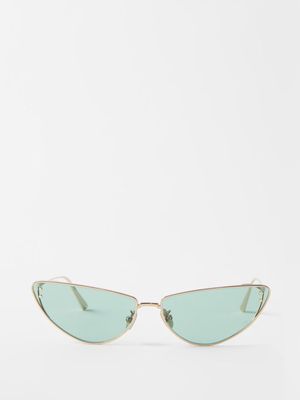 Dior - Missdior B1u Cat-eye Metal Sunglasses - Womens - Green Gold