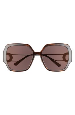 Dior Montaigne 58mm Square Sunglasses in Dark Havana /Smoke Mirror