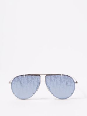 Dior - Motif Lenses Metal Aviator Sunglasses - Mens - Silver Grey
